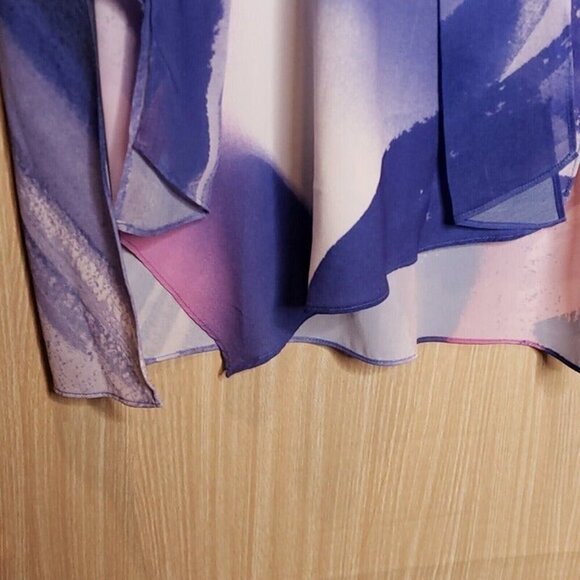 Alfani Petite Womens New Blue Purple Watercolor Sleeveless Blouse Small - Picture 3 of 6